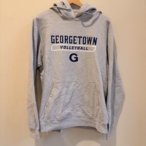 Grey Georgetown University volleyball hoodie sweatshirt front pouch pocket Large